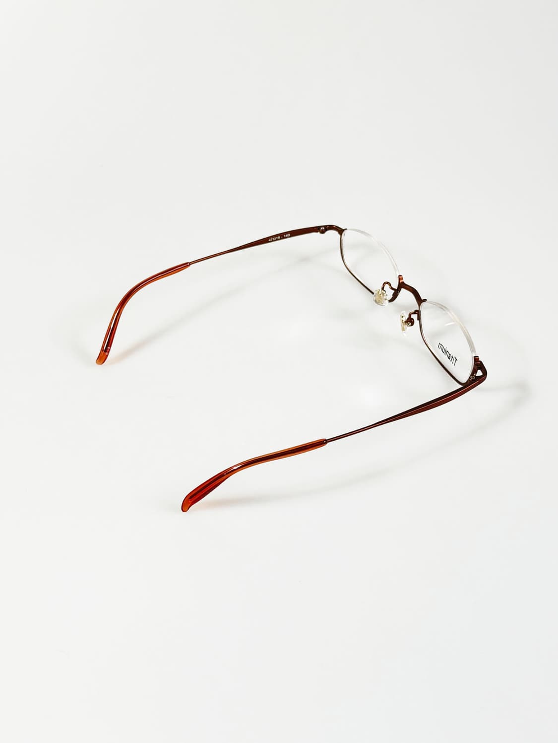 ZOFF 브라운 티타늄 스퀘어 역반무테 메탈 빈티지 안경 상품이미지4