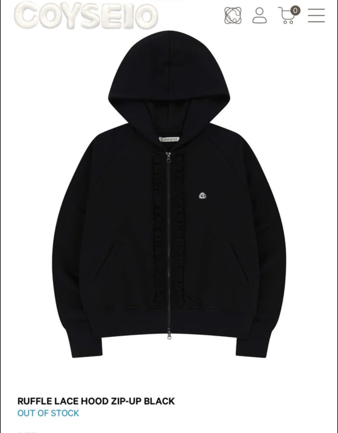 코이세이오 러플 후드집업 블랙 상품이미지1