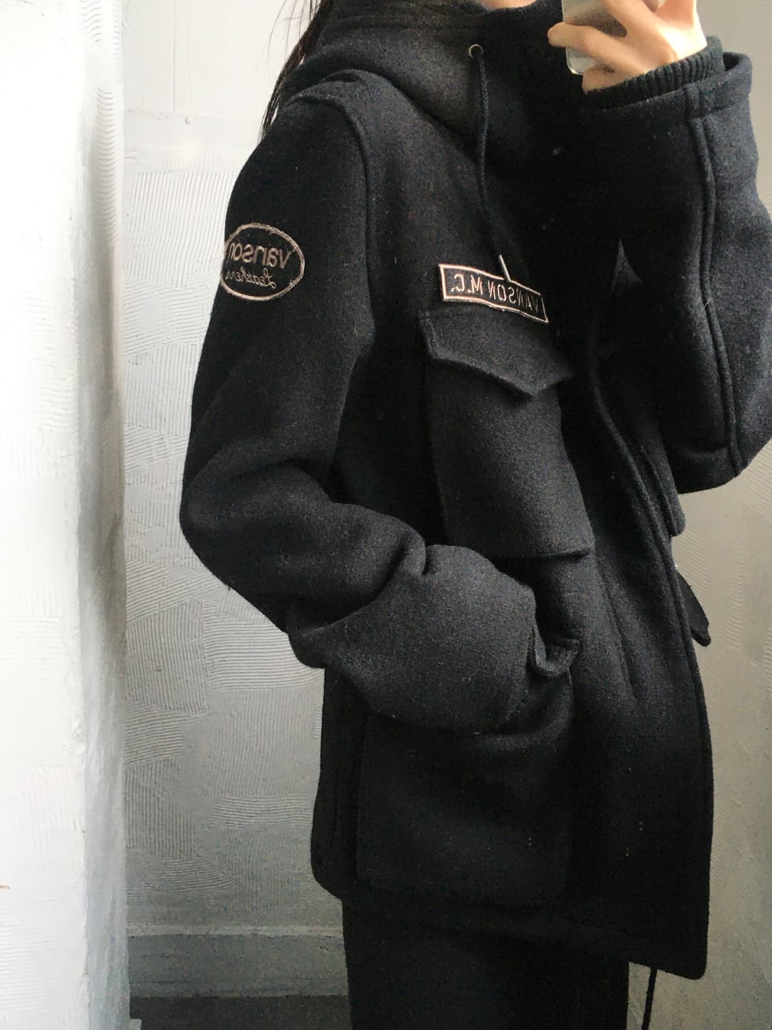 vanson 밴슨 블랙 울 후드 자켓 상품이미지1