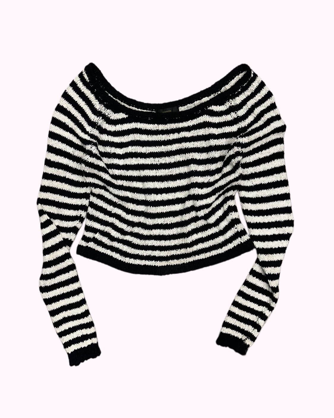 RIENDA stripe off-shoulder knit t-shirt 상품이미지1