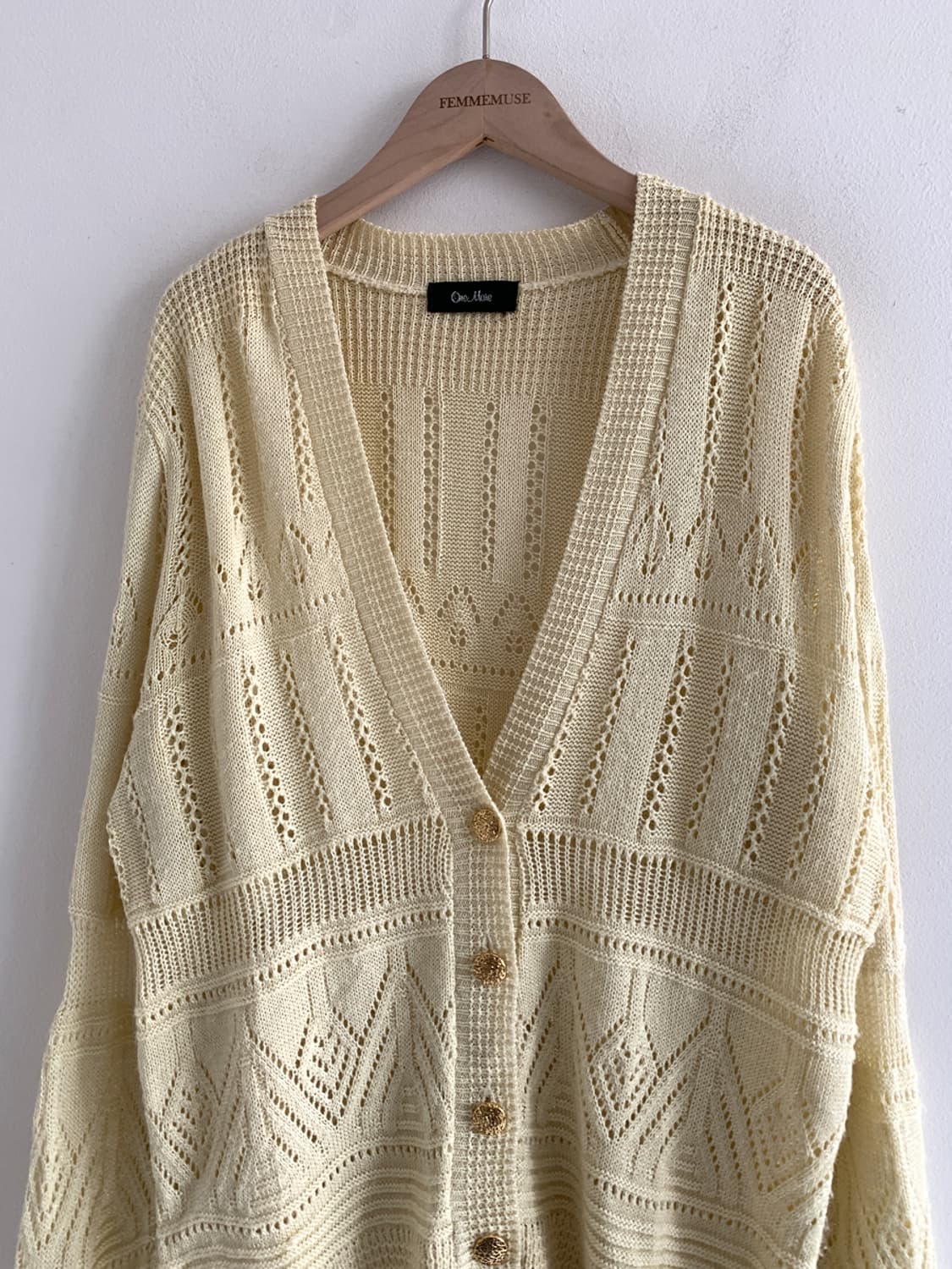Gold button punching cardigan 상품이미지2