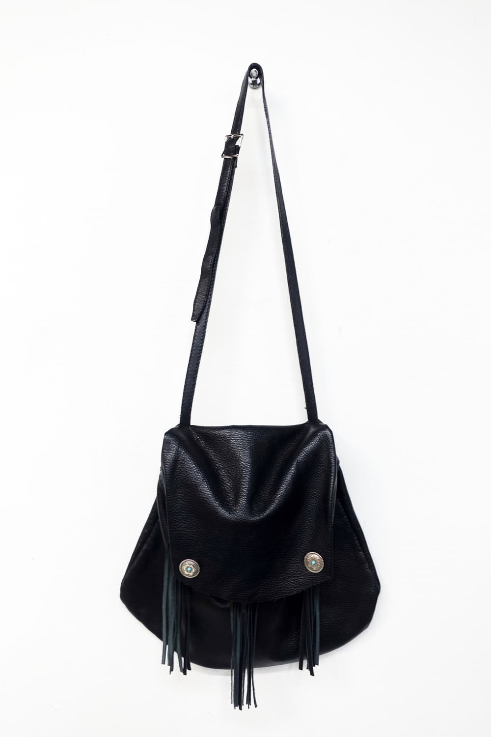 터키석 에스닉 프린지 레더 백 상품이미지1