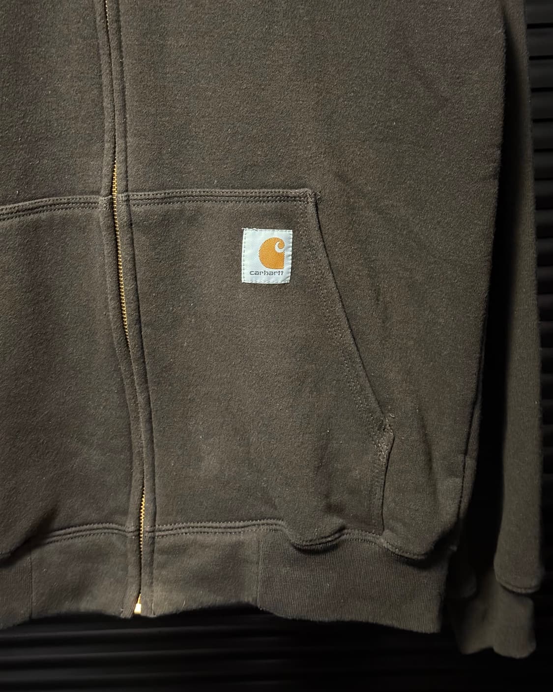 칼하트 기모 안감 브라운 갈색 후드 집업 S 90 오버핏 워크 후디 스웻 상품이미지5