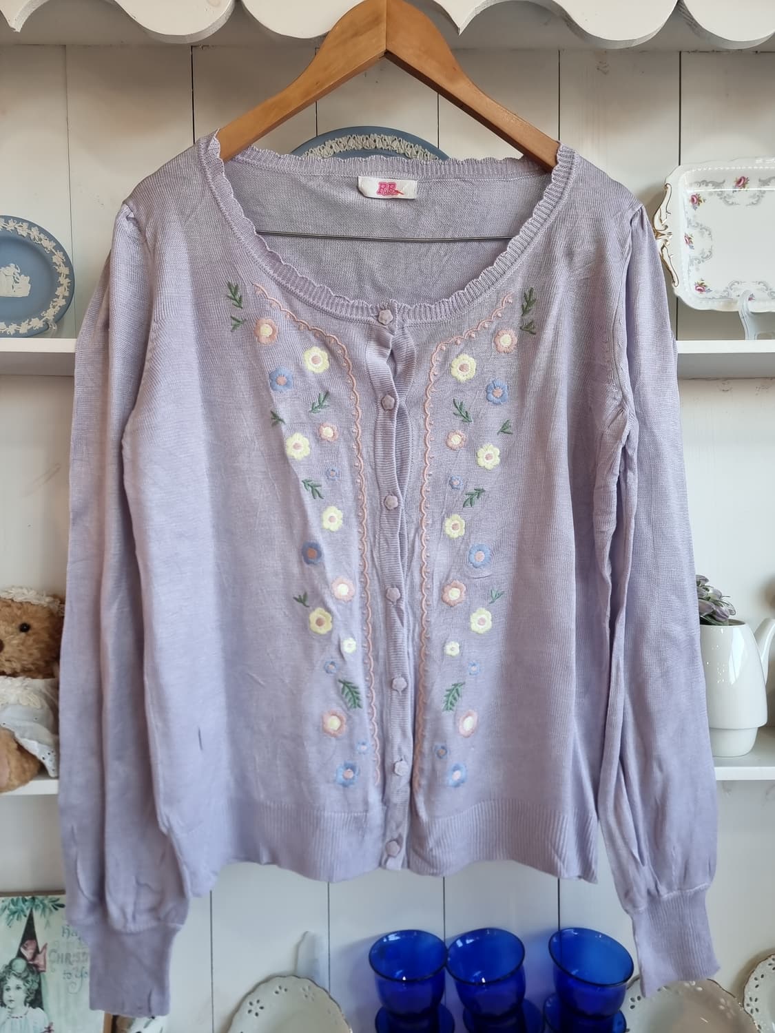 플라워 자수 퍼플 가디건 상품이미지5