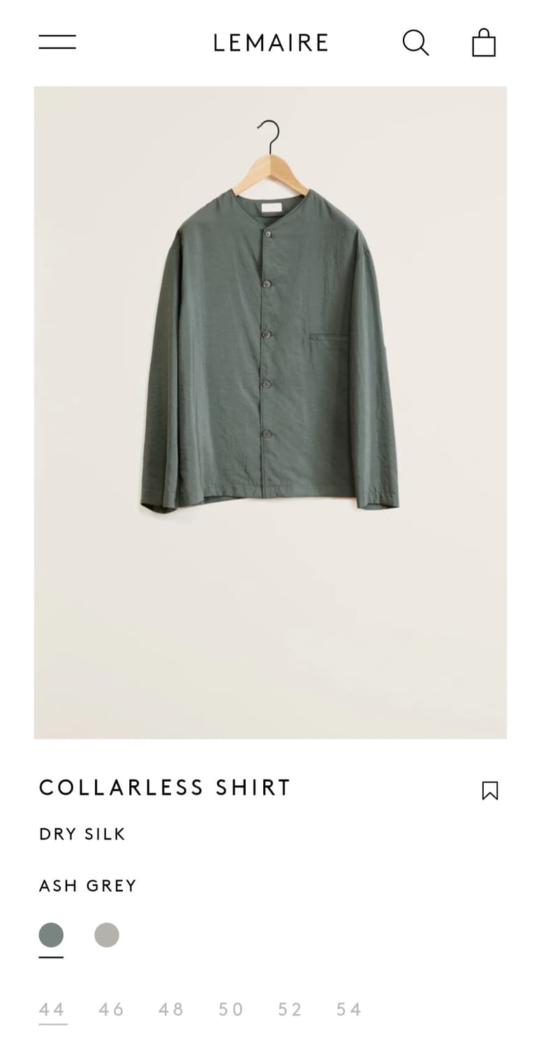 르메르 카라리스 드라이실크 셔츠 에쉬 그레이 46 상품이미지1