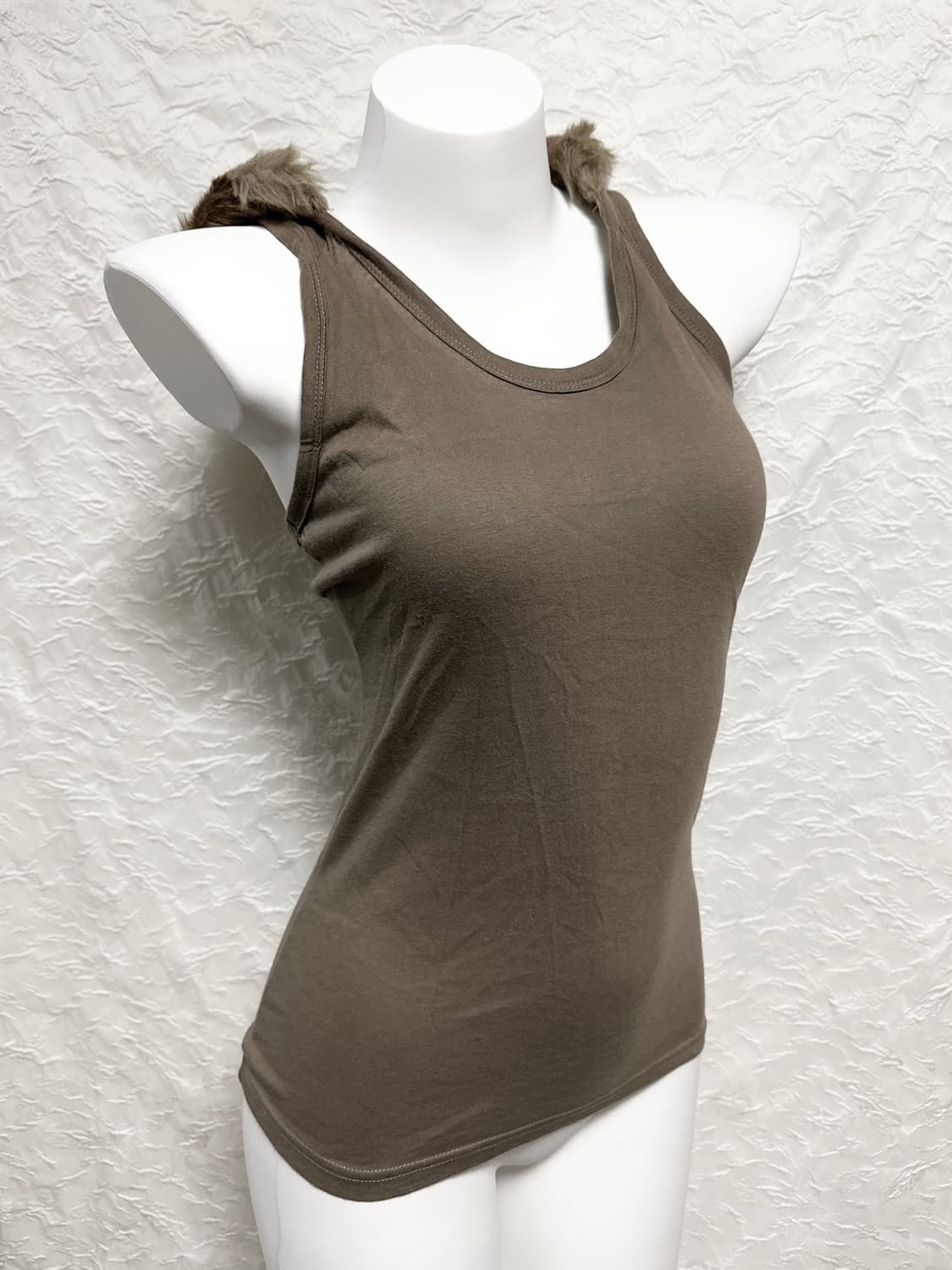 빈티지 glitz 글리츠 퍼 후드 슬리브리스 탑 상품이미지2