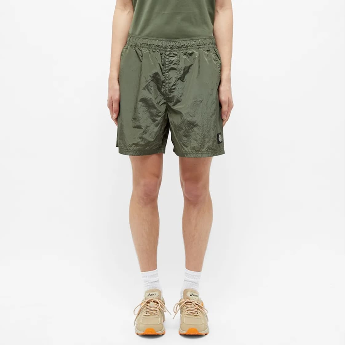 XL 2회착) 스톤아일랜드 로고 패치 메탈 나일론 하프 팬츠 반바지 상품이미지2