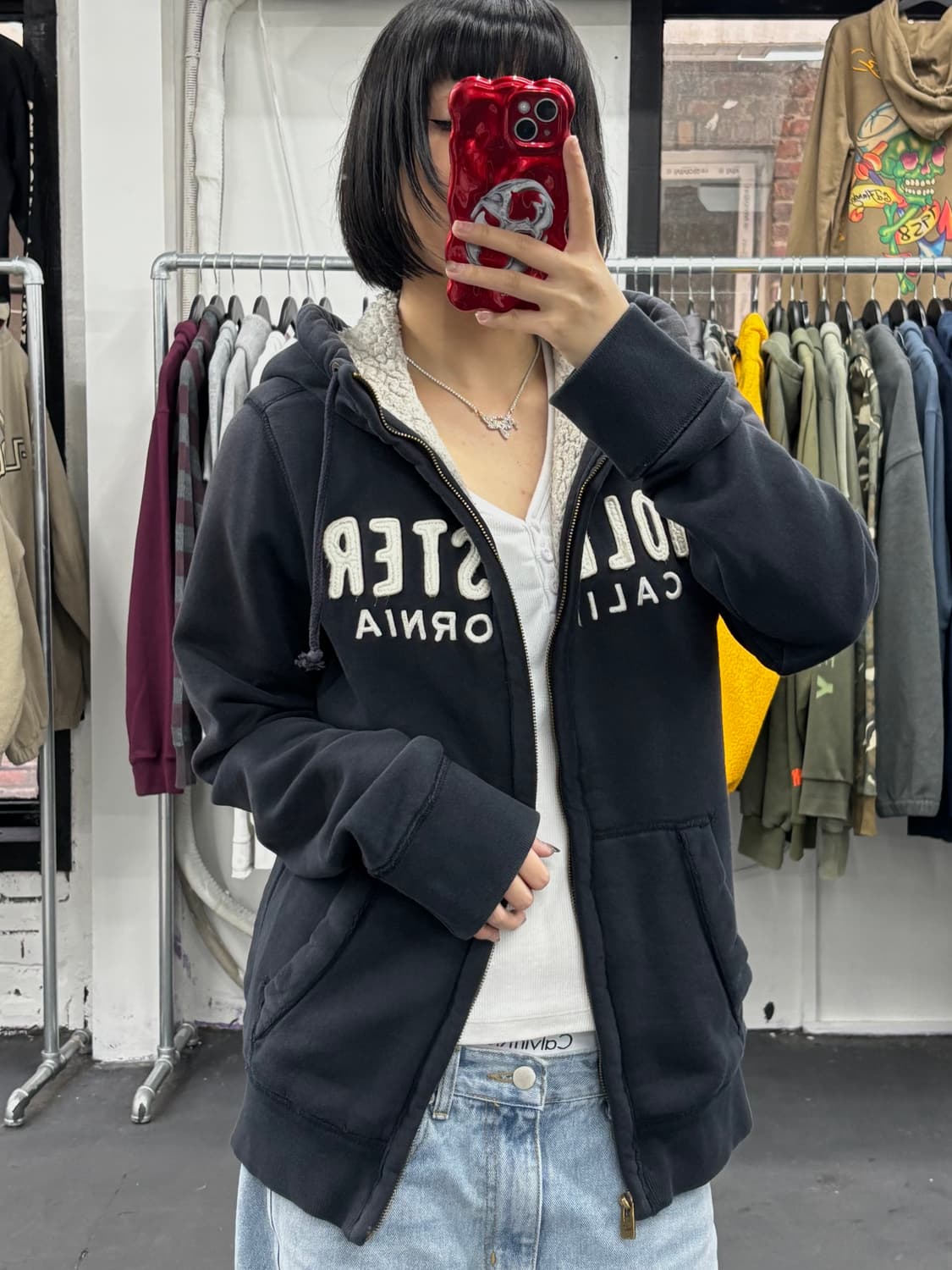 홀리스터 Y2K 네이비 후드집업 상품이미지3