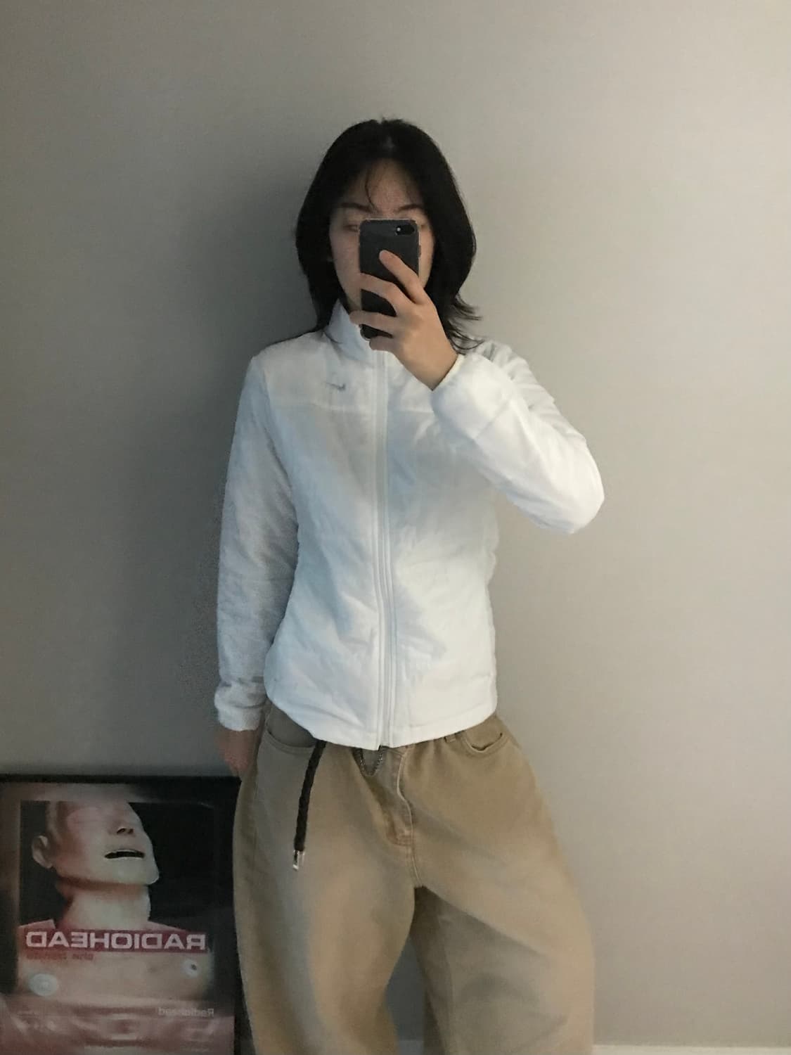 나이키 00년대 올드스쿨 은색 스우시 화이트 경량패딩 상품이미지1