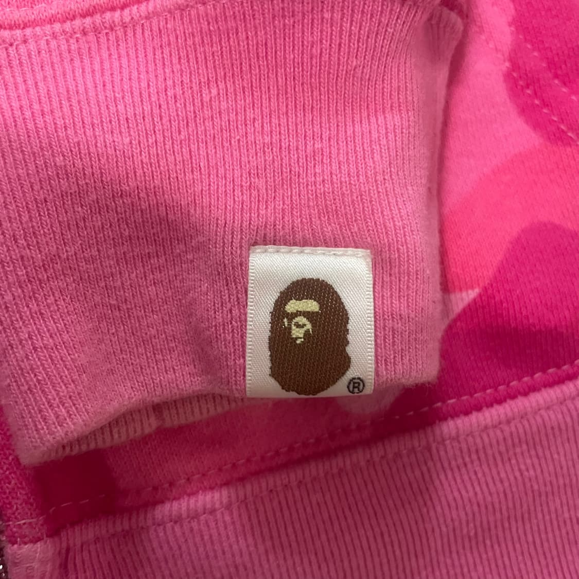 S 최상) 베이프 스타 로고 딸기우유 핑크 카모 후드 집업 상품이미지3