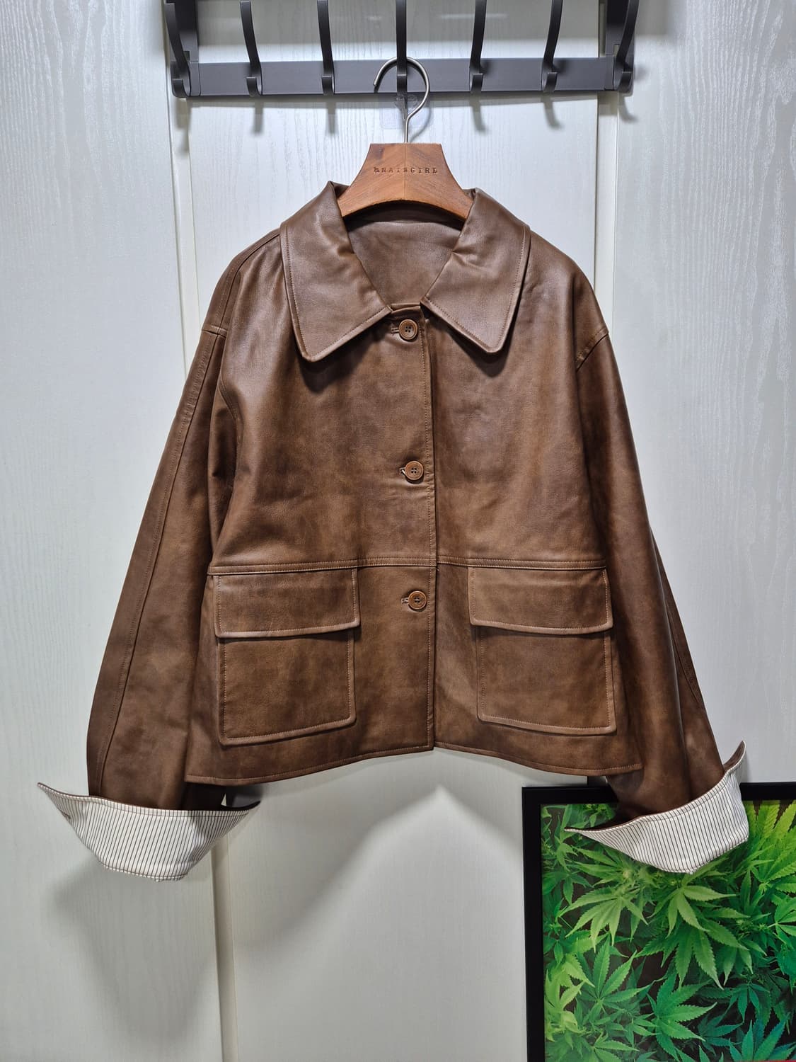 (타임세일)(새상품)Jellpe 브라운 레더 자켓 상품이미지2