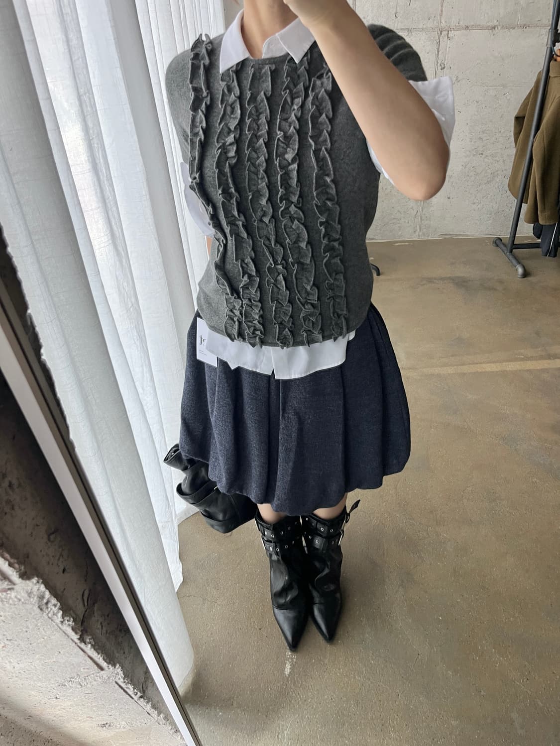 Rene 르네 울 벌룬 스커트 그레이 상품이미지3