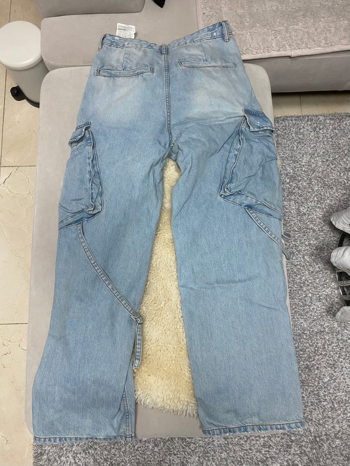 Zara 자라 와이드 핏 카고 진 블루 그린 40 데님 청바지 상품이미지4