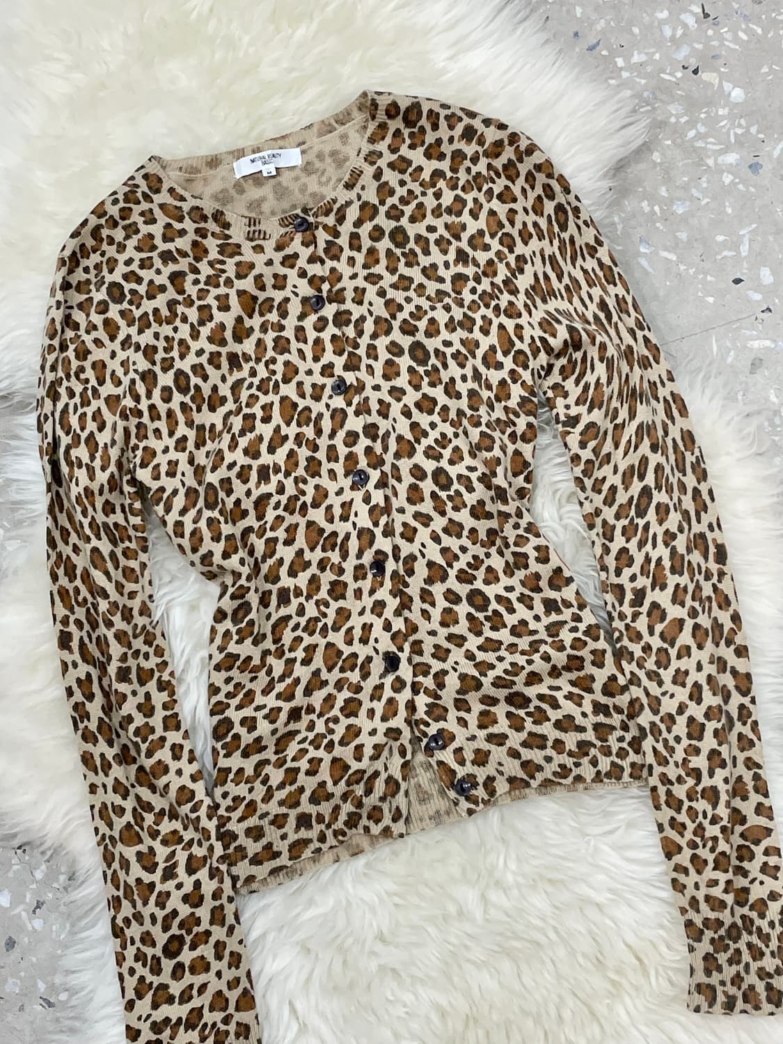 갸루 호피 버튼 가디건 상품이미지3