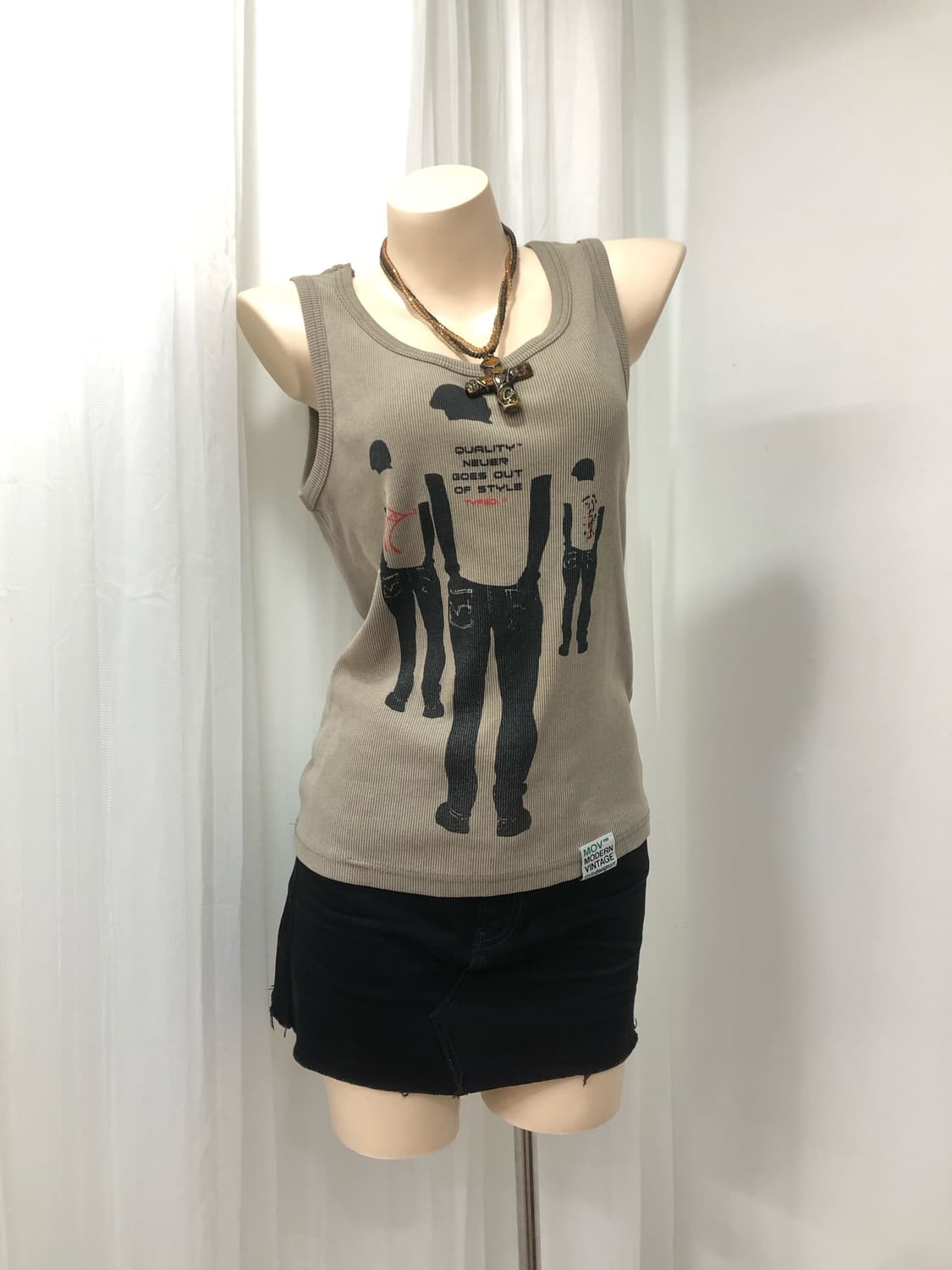 EGOIST sequin logo pocket mesh top set   상품이미지4