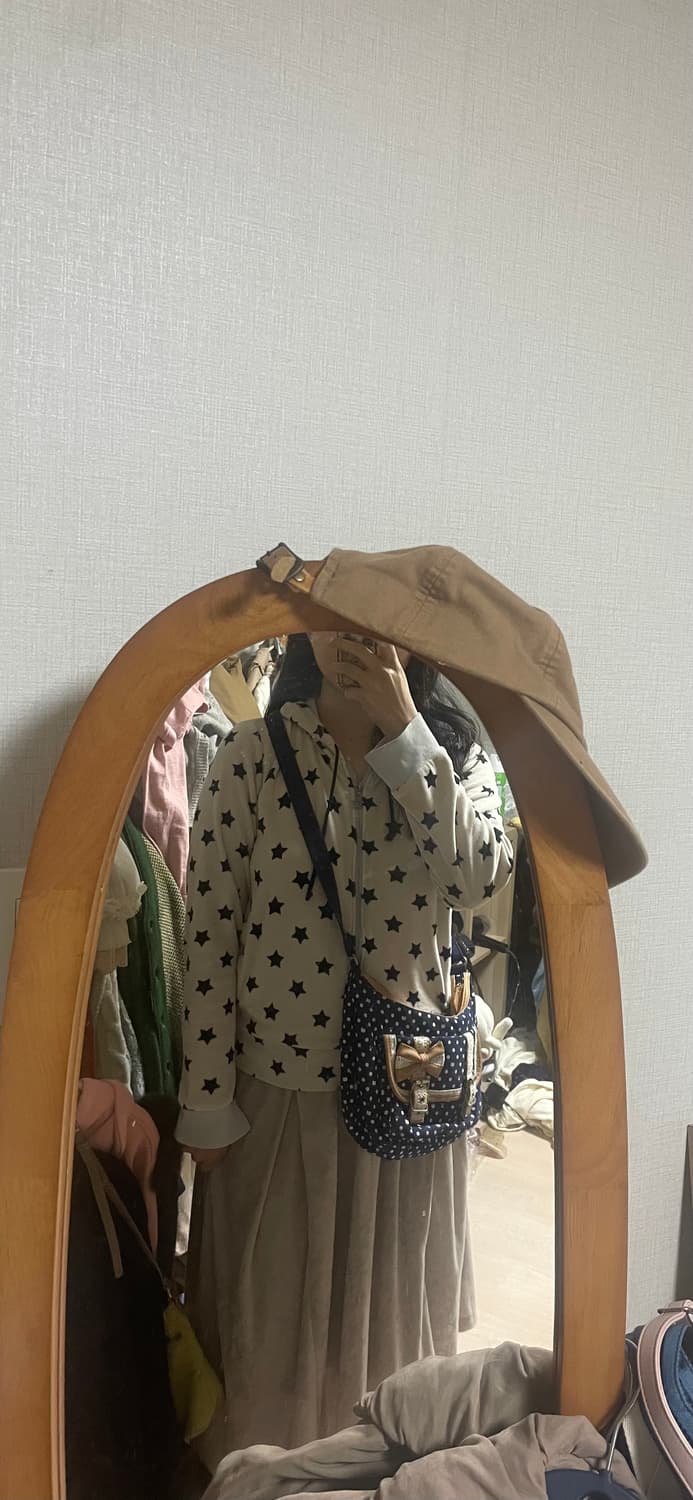 모리걸 빈티지 고양이 패턴 리본 레이스 크로스백 🐱💙🎀 상품이미지7