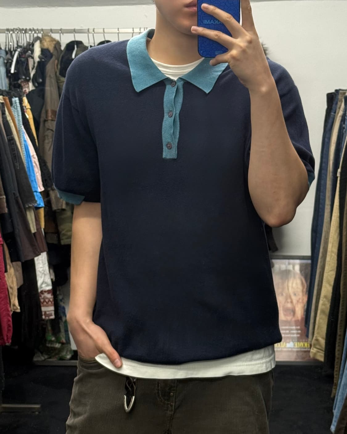 아르마니 익스체인지 알마니 코튼 반팔 PK 카라 니트 배색 105 XL 상품이미지1