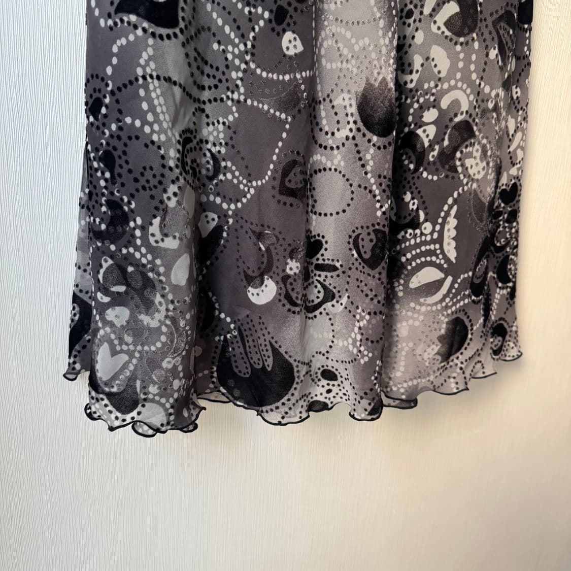 오리엔탈 페어리 페이즐리 벨벳포인트 무채색 롱스커트 치마 락시크 펑크 상품이미지3