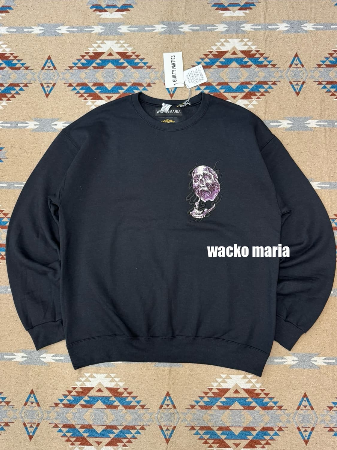 [L] 와코마리아 56타투 스튜디오 맨투맨 블랙  상품이미지4