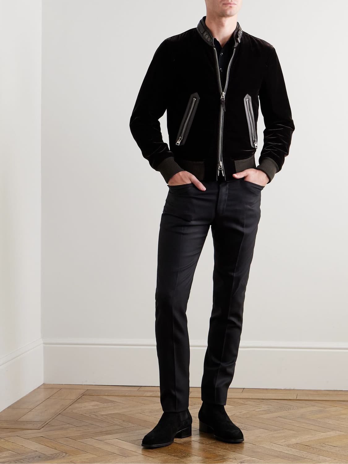 톰포드 레더 트리밍 셸 신상 봄버 자켓 상품이미지1