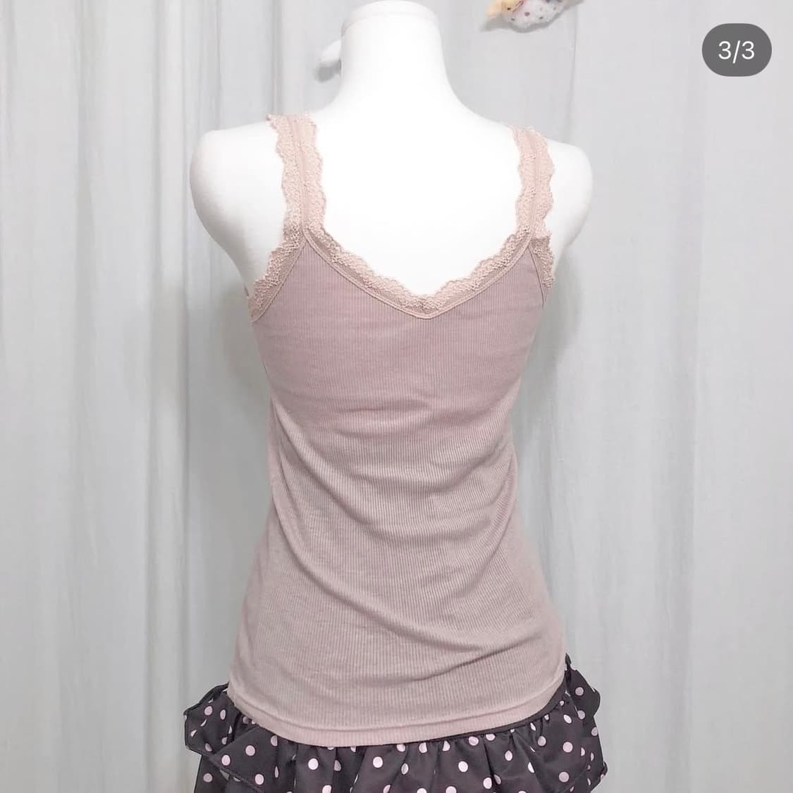 서냥님 벼룩 빈티지 핑크 레이스 나시 슬리브리스 상품이미지3