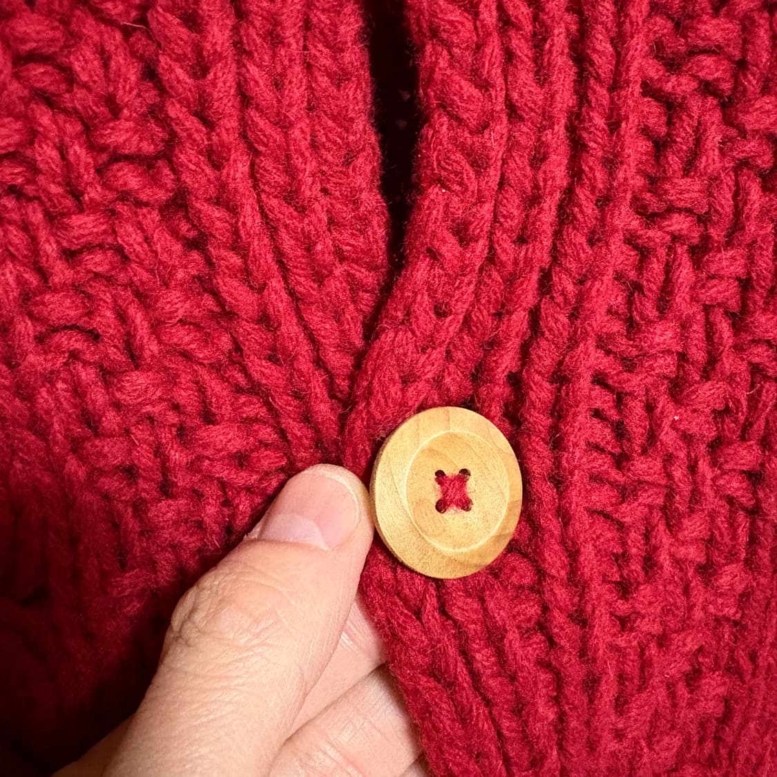 유니클로 울 케이블 카라 가디건 / 레드, M 상품이미지5