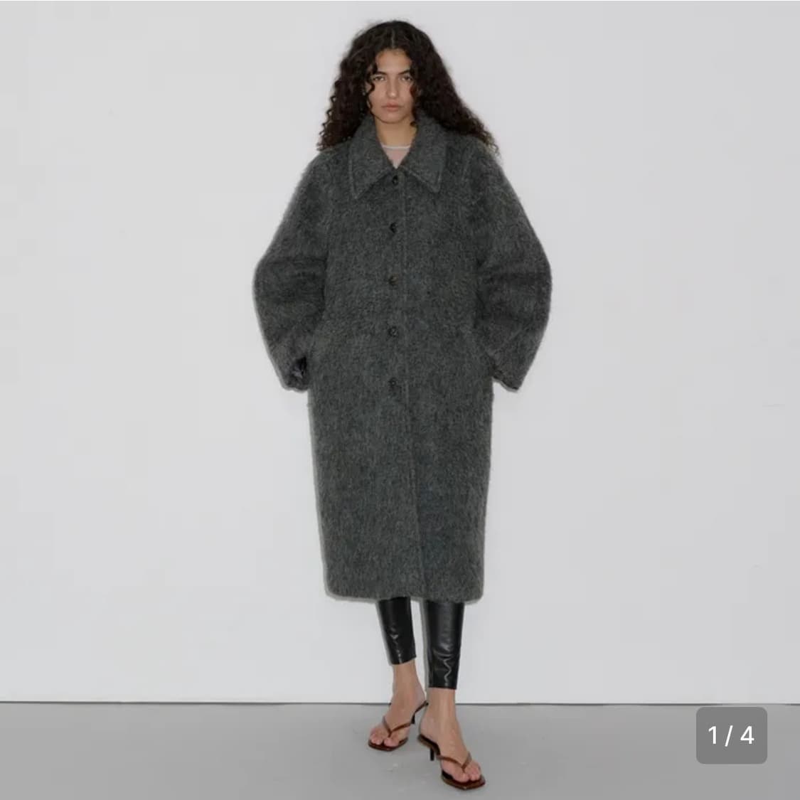 오버듀플레어 헤어리 발마칸 코트 그레이 상품이미지1