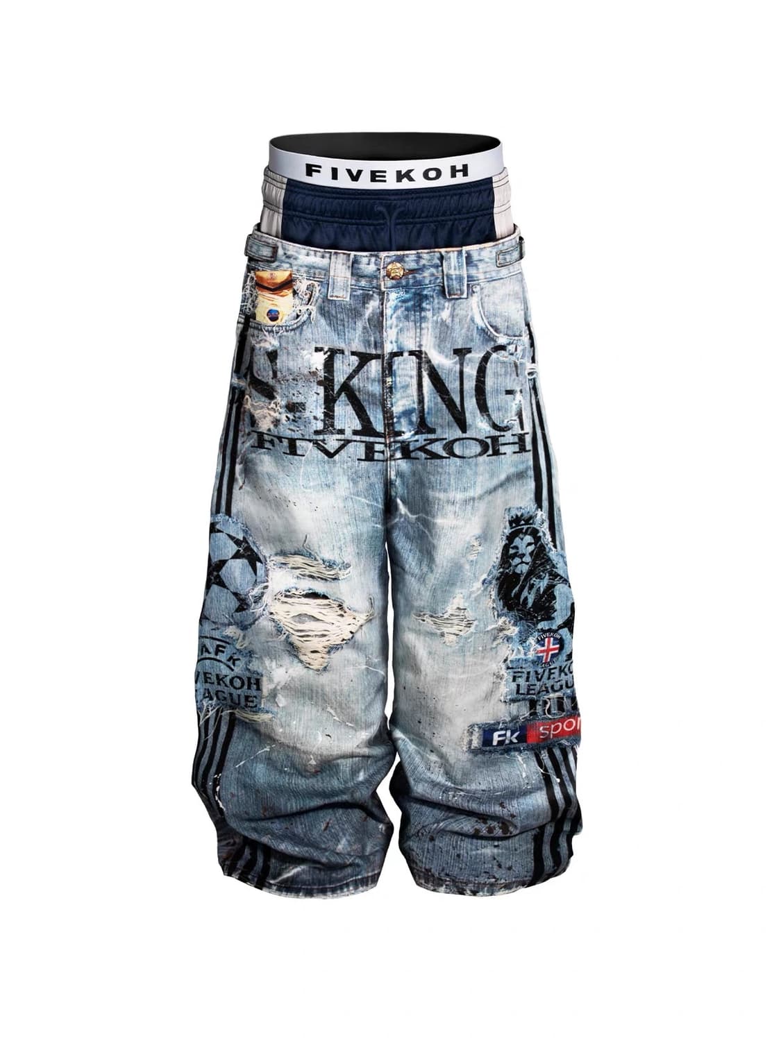 Loose Fit Layered Sagging Jeans 상품이미지1