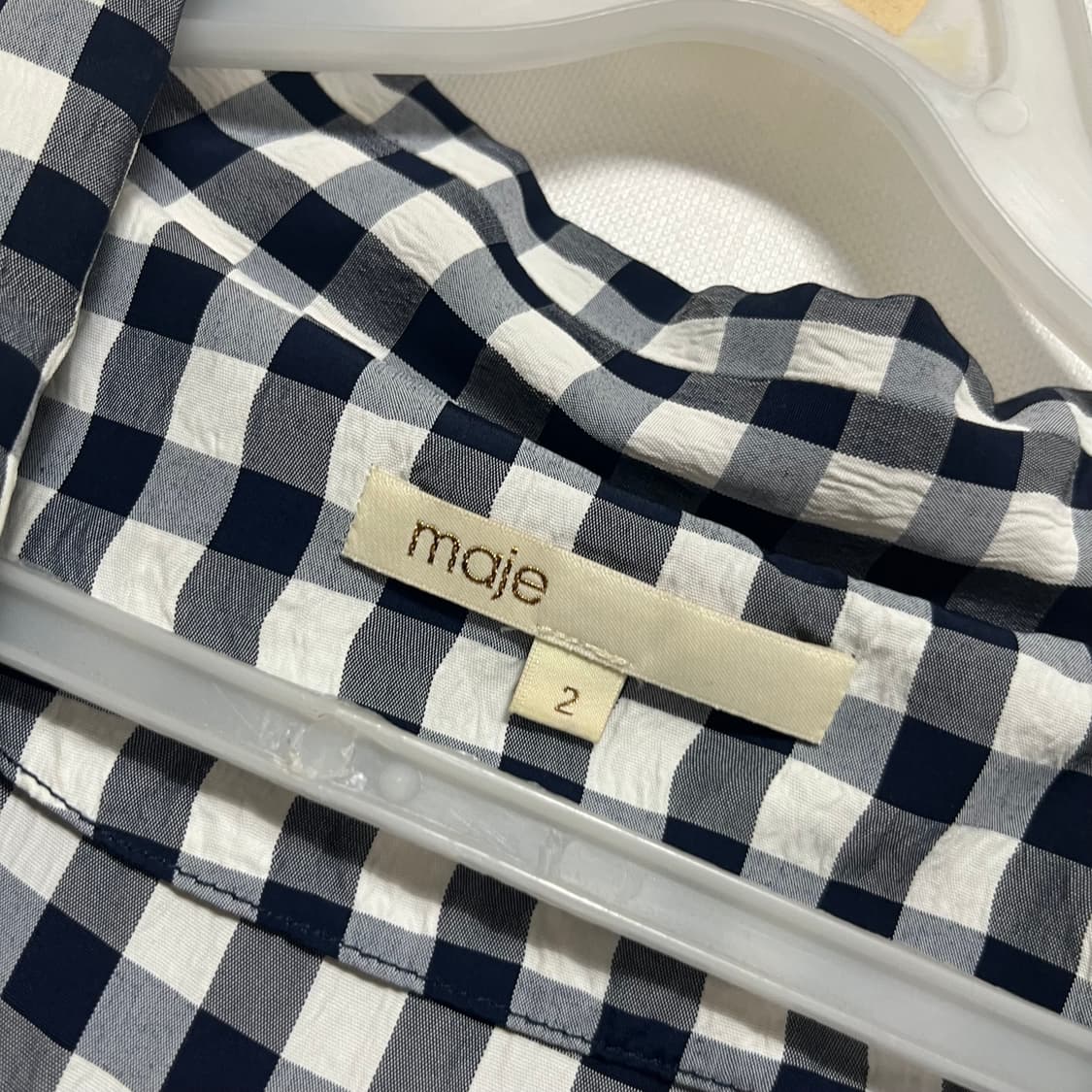 maje 마쥬 블랙 깅엄체크 롱 원피스 2사이즈 상품이미지2