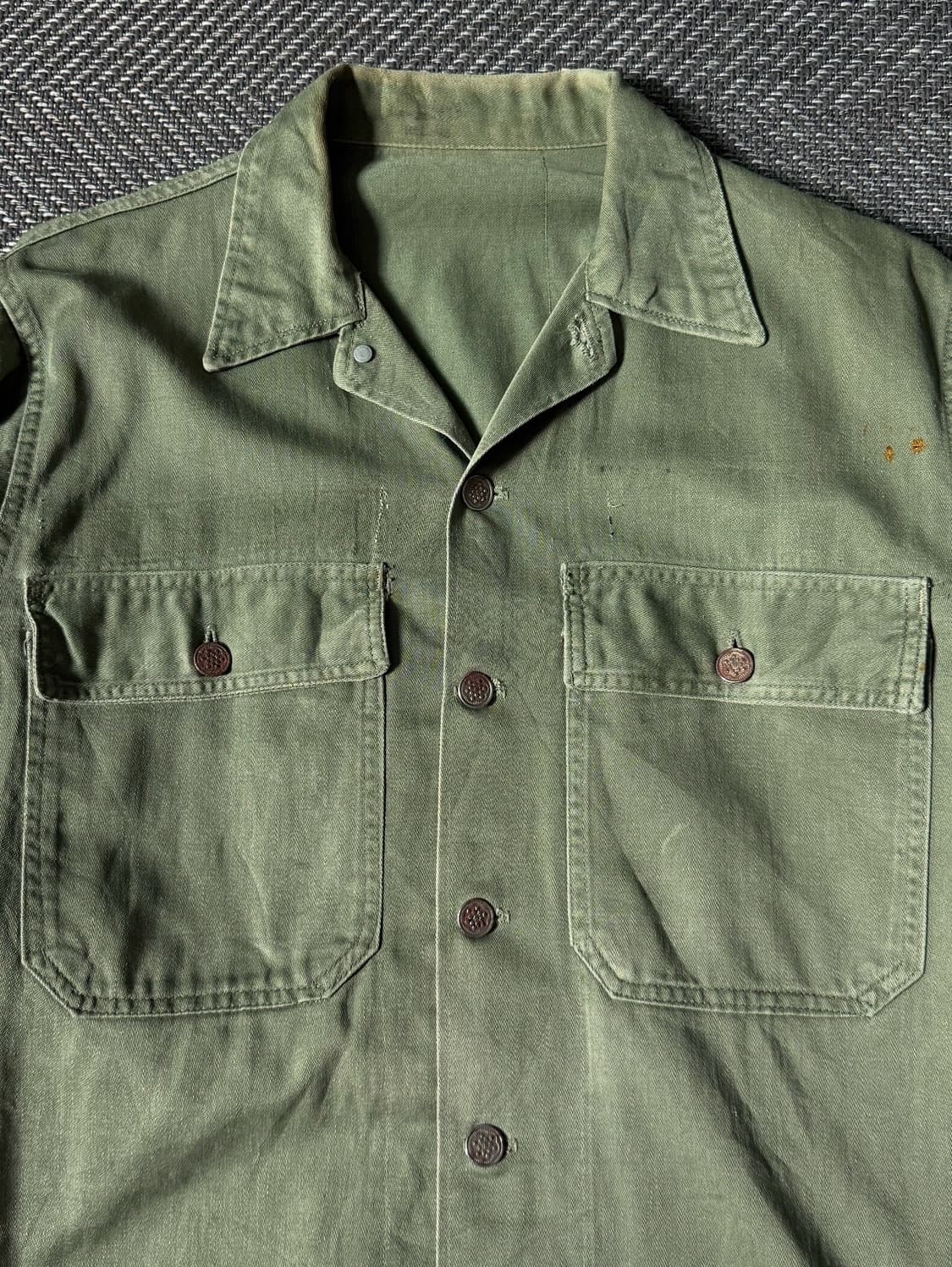 60s 미군 USAF OG-107 유틸리티 밀리터리 셔츠 (100) 상품이미지2