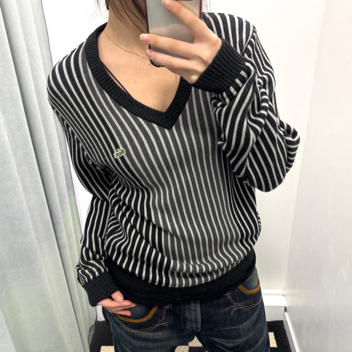 라코스테 차콜 스트라이프 니트 상품이미지1