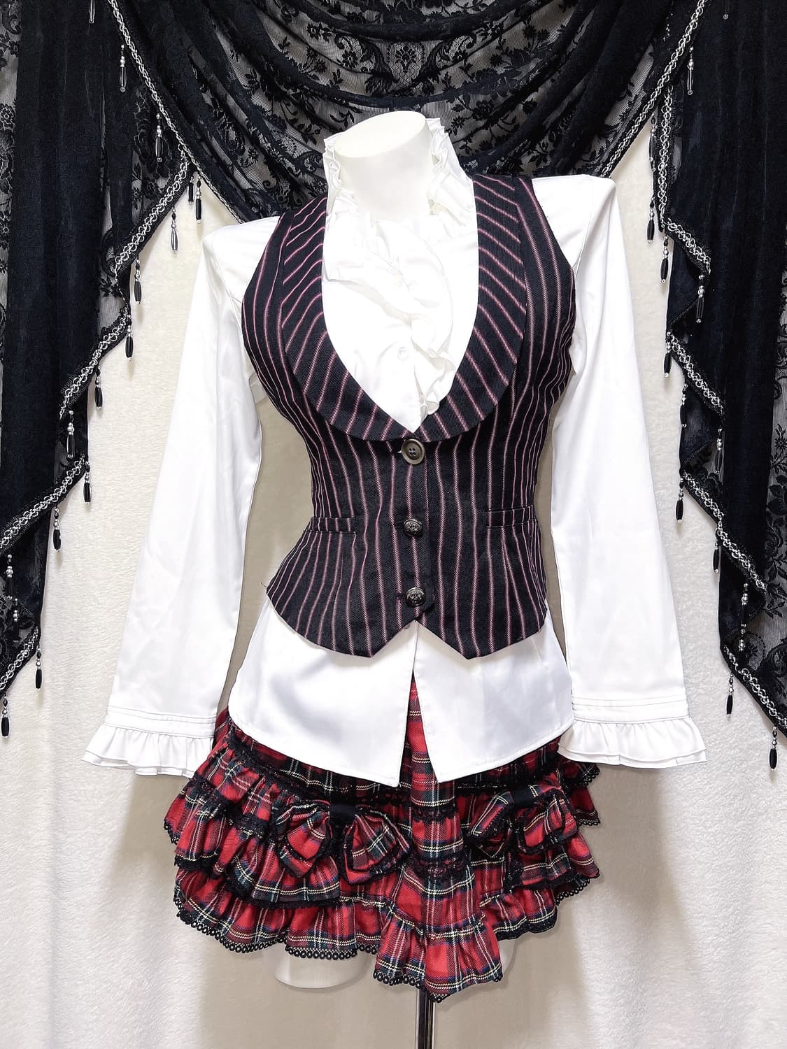 드러그허니 타탄체크 캉캉스커트 고스펑크 하라주쿠 갸루 캐캐체 서브컬쳐 상품이미지2