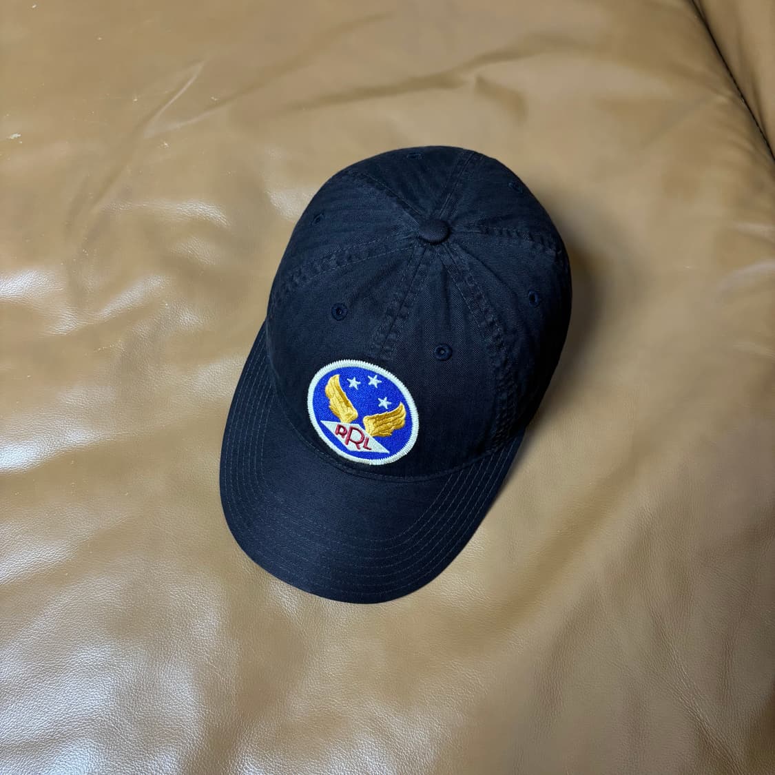 RRL 더블알엘 랄프로렌 폴로 윙로고 6패널 볼캡 모자 워시드 블랙 상품이미지5