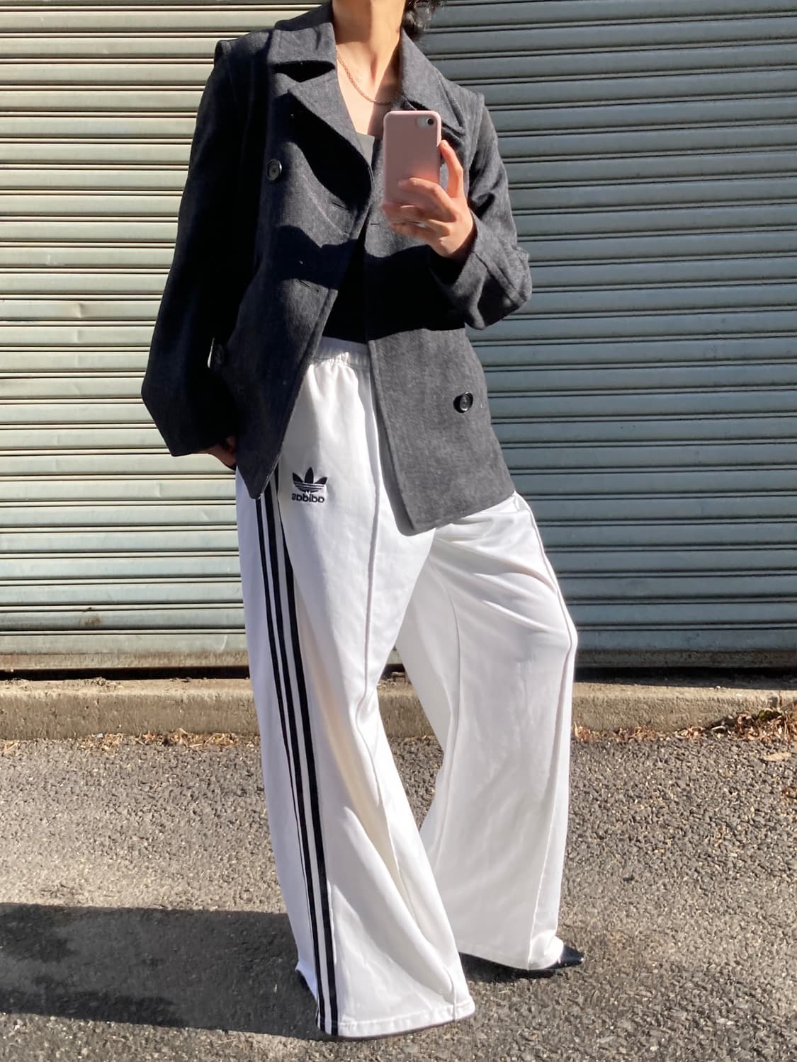 Adidas 와이드핏 화이트 트레이닝 팬츠 상품이미지2