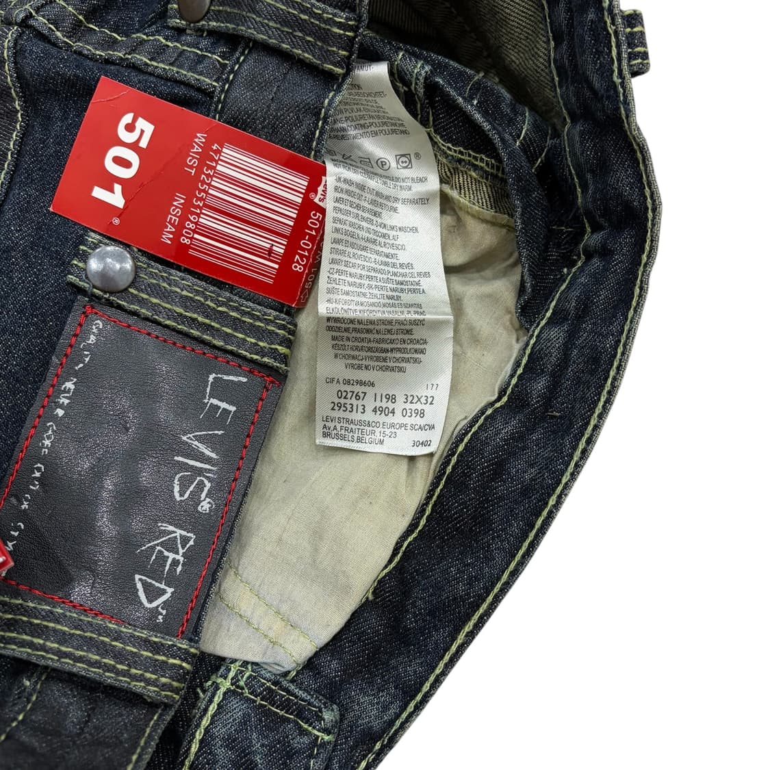 (새상품) 리바이스 RED 레드 501 왁스 코팅 데님 팬츠 (32)  상품이미지3