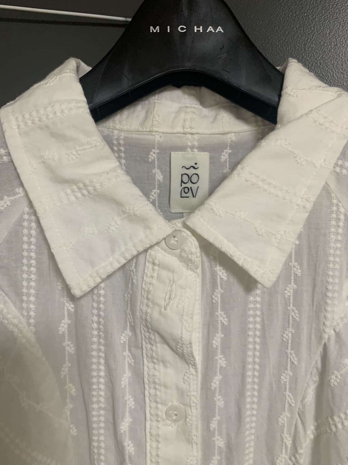 포에브 Broderie Shirring 브로더리 셔링 셔츠 화이트 상품이미지4