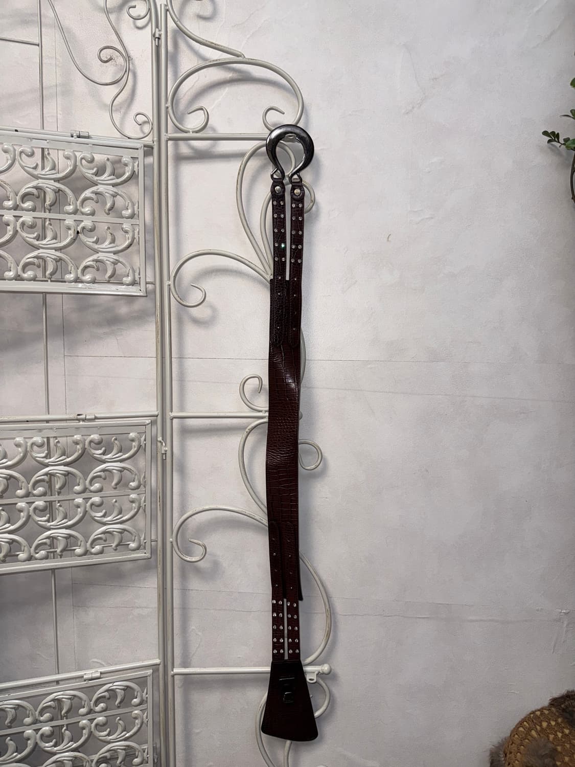 Brown double strap cubic hook belt  상품이미지3