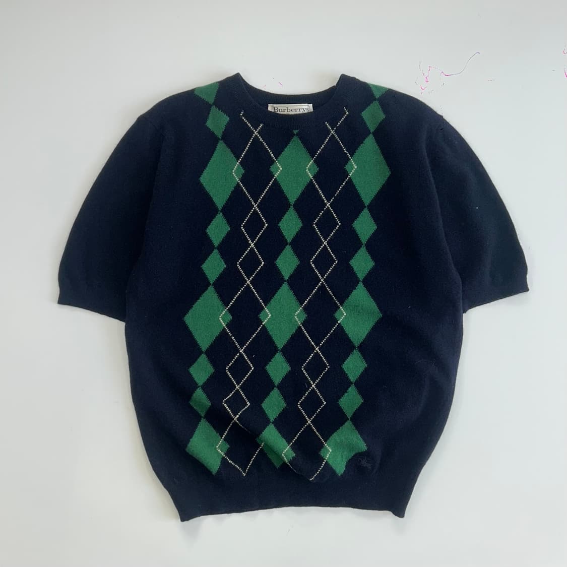 Burberry 버버리 아가일 네이비 반팔 니트 상품이미지3