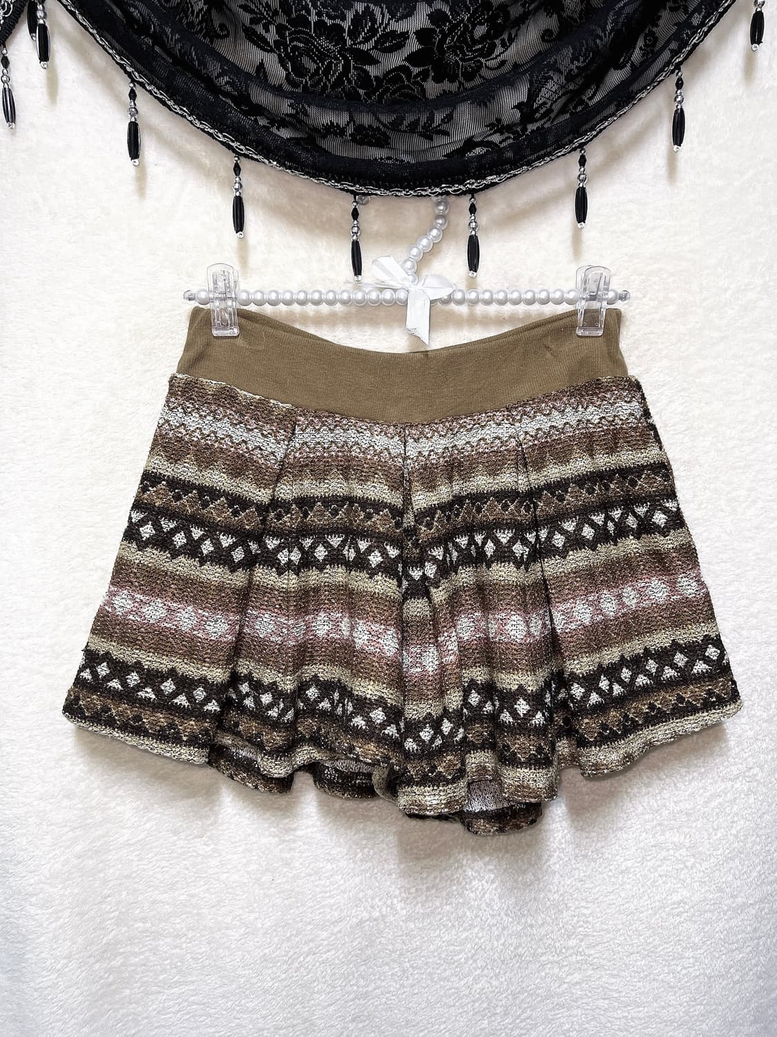 라떼갸루 니트 노르딕패턴 큐롯팬츠 반바지 히피 모리 오리엔탈 그런지 핀터 상품이미지4