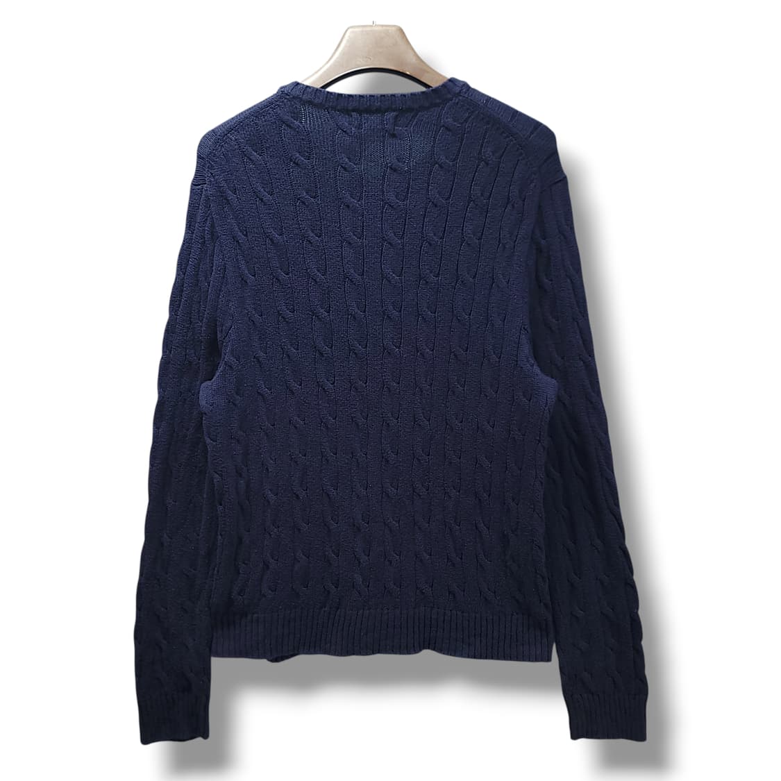 [L] 폴로 네이비 코튼 케이블 니트 상품이미지2