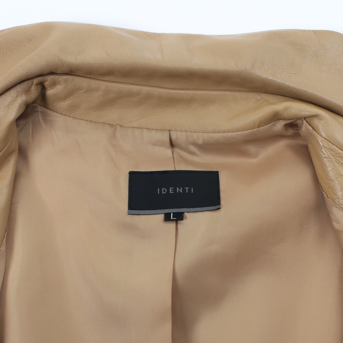 IDENTI 빈티지 리얼 양가죽 베이지 싱글 미디 자켓 상품이미지9