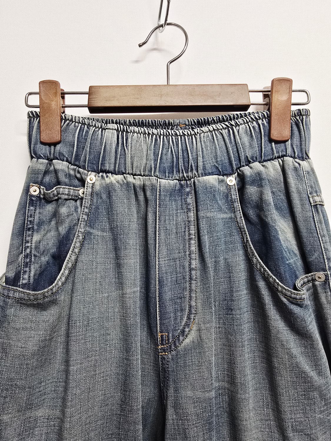 오픈와이와이 포켓 데님 카고 와이드 밴딩 팬츠 상품이미지2