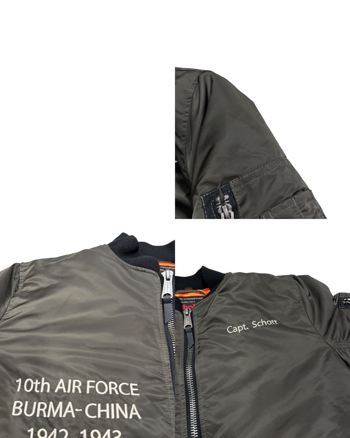 Schott 쇼트 MA-1 타이거 마원 자켓 점퍼 카키 XL 상품이미지5