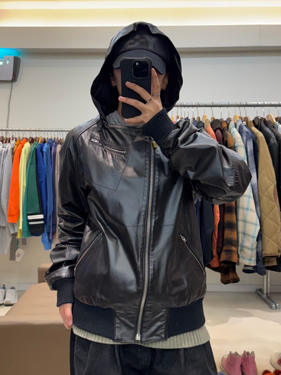 디젤 스타일랩 레더 후드 자켓 상품이미지5