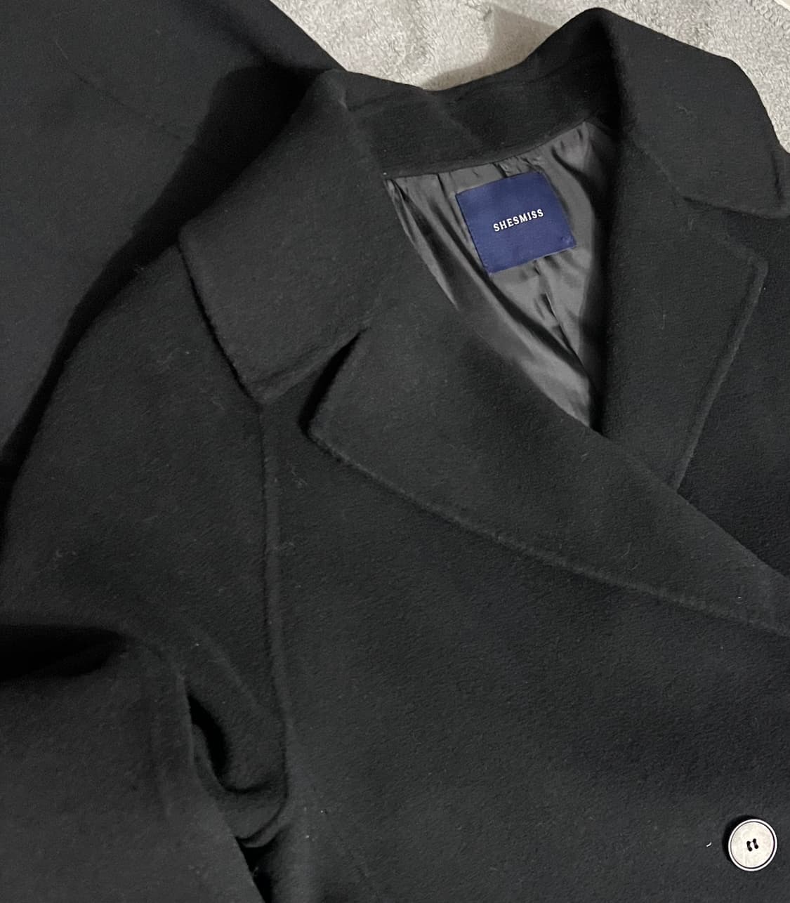 shesmiss 래글런 더블 코트 블랙 55 상품이미지4