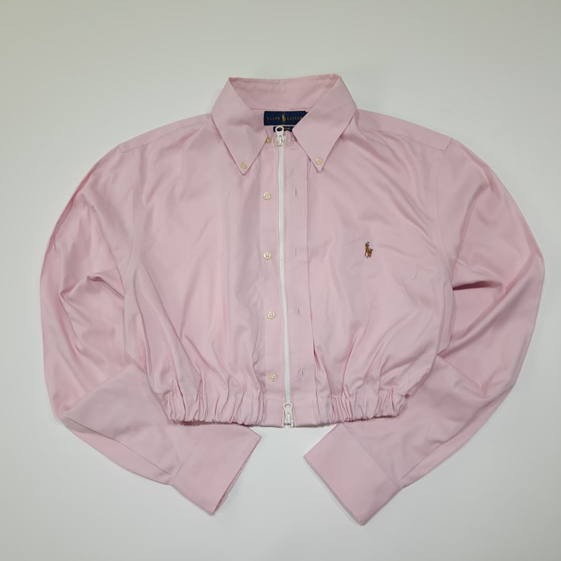 CL791 FREE 폴로 핑크 리메이크 크롭 집업 셔츠 상품이미지1