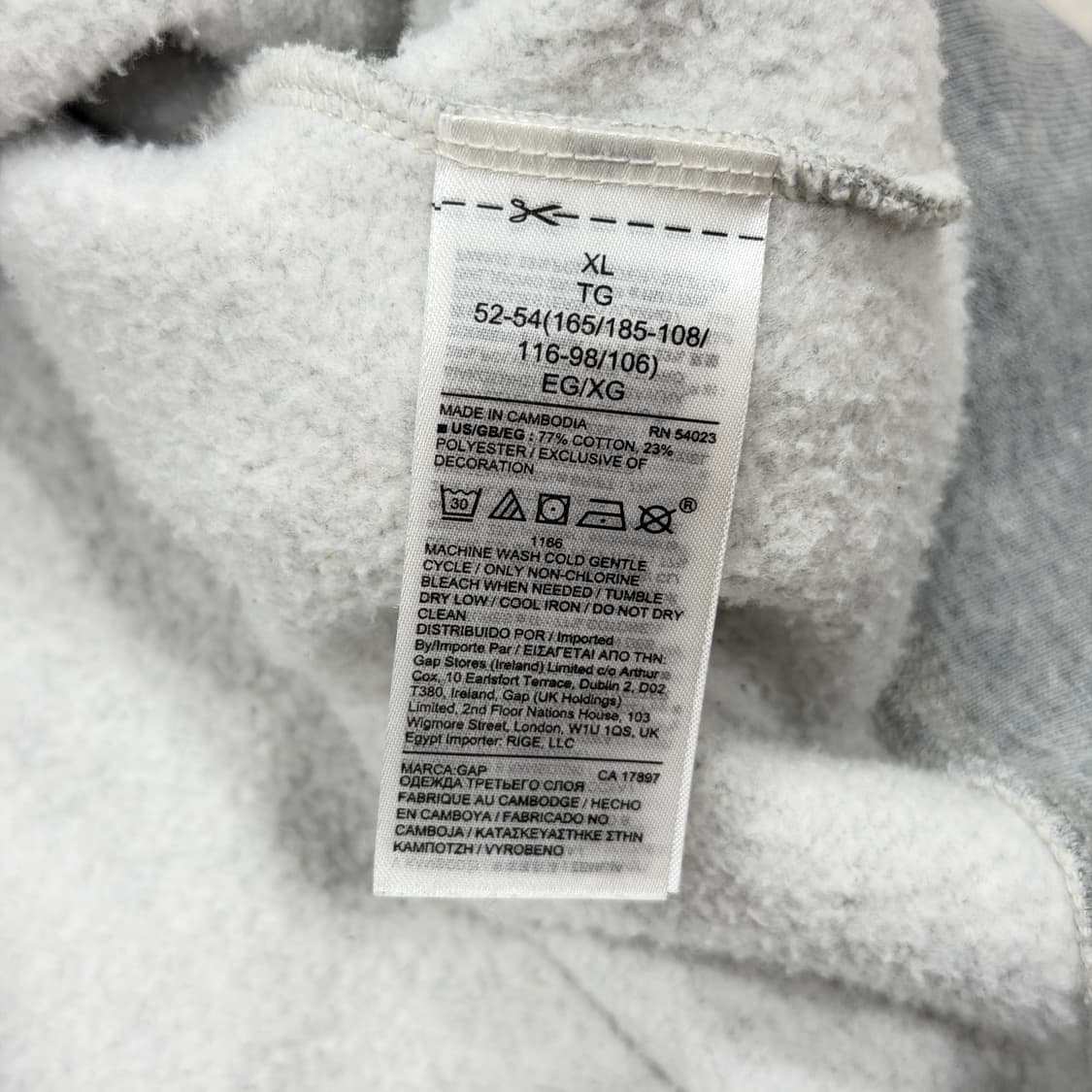 GAP 빈티지 스펠로고 기모 후드집업 자켓 그레이 XL 상품이미지4