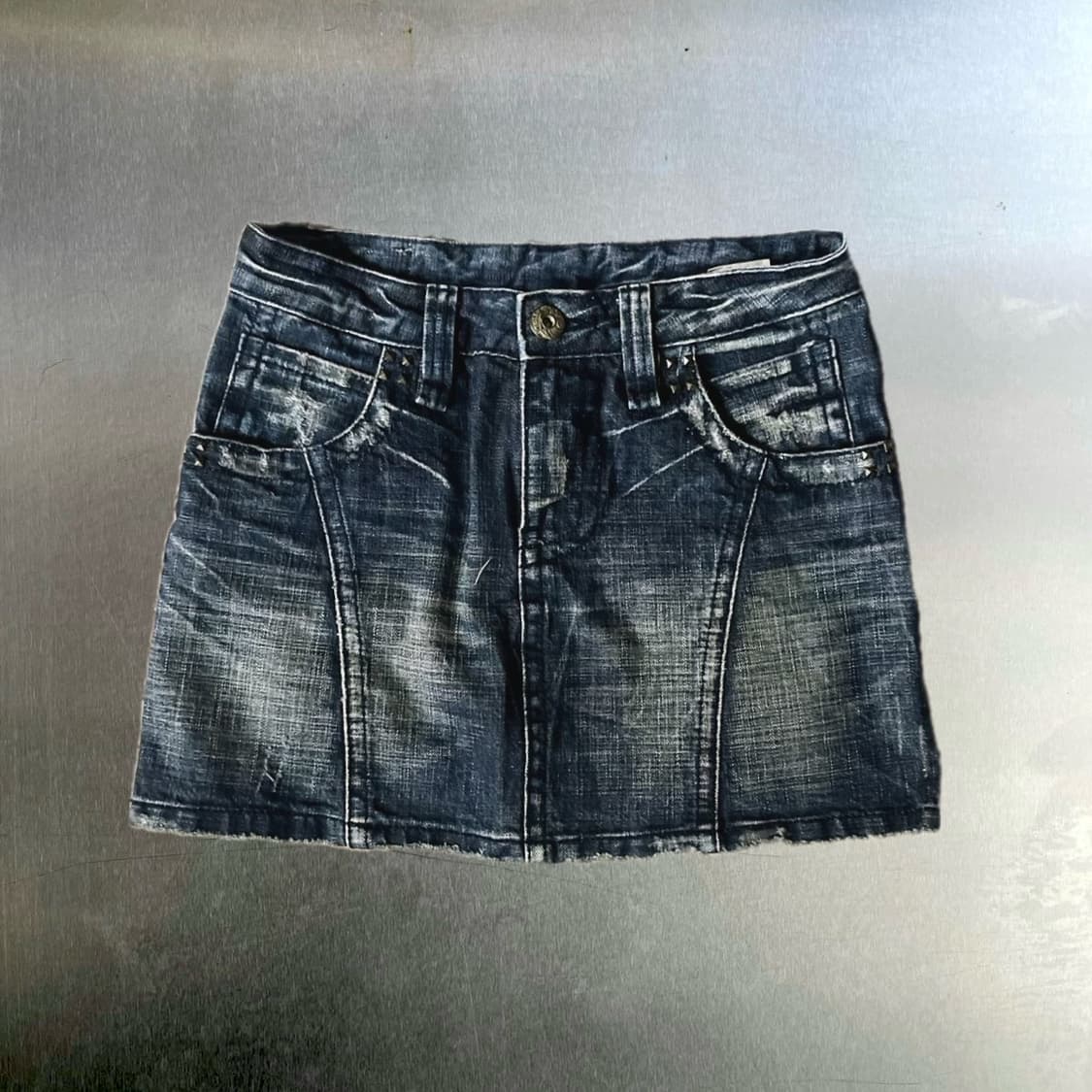 Vintage ssial 스터드 와투케 데님 미니 스커트 상품이미지1