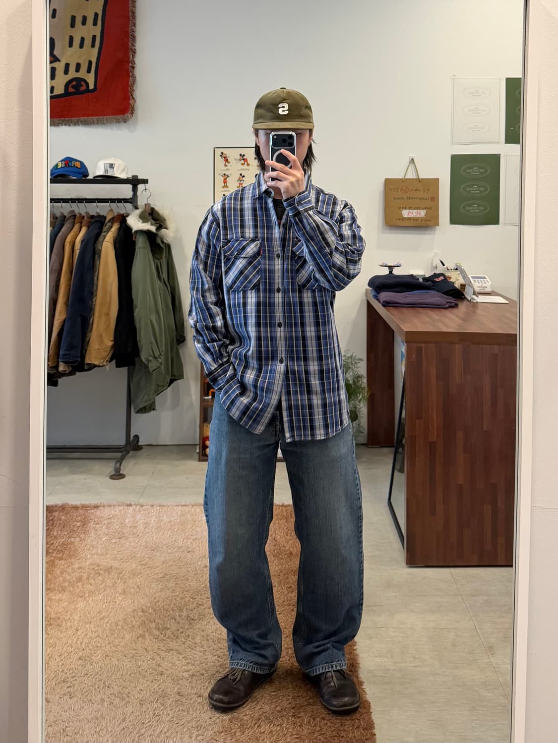 00s Levis 리바이스 헤비코튼 레드탭 체크 셔츠 상품이미지2