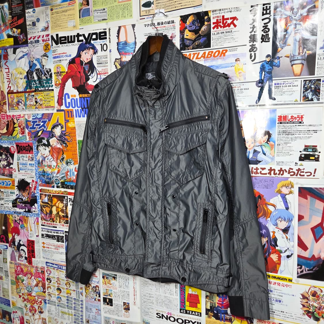 버커루 펑크 그레이 네이비 유광 레이어드 점퍼  상품이미지2